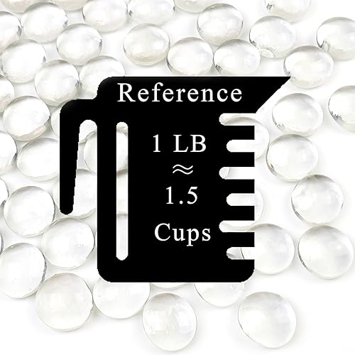 Miniatura 4 de Cuentas de vidrio transparente de 1 libra para jarrones, 100 piedras de vidrio, canicas de vidrio plano transparente para relleno de jarrones, velas