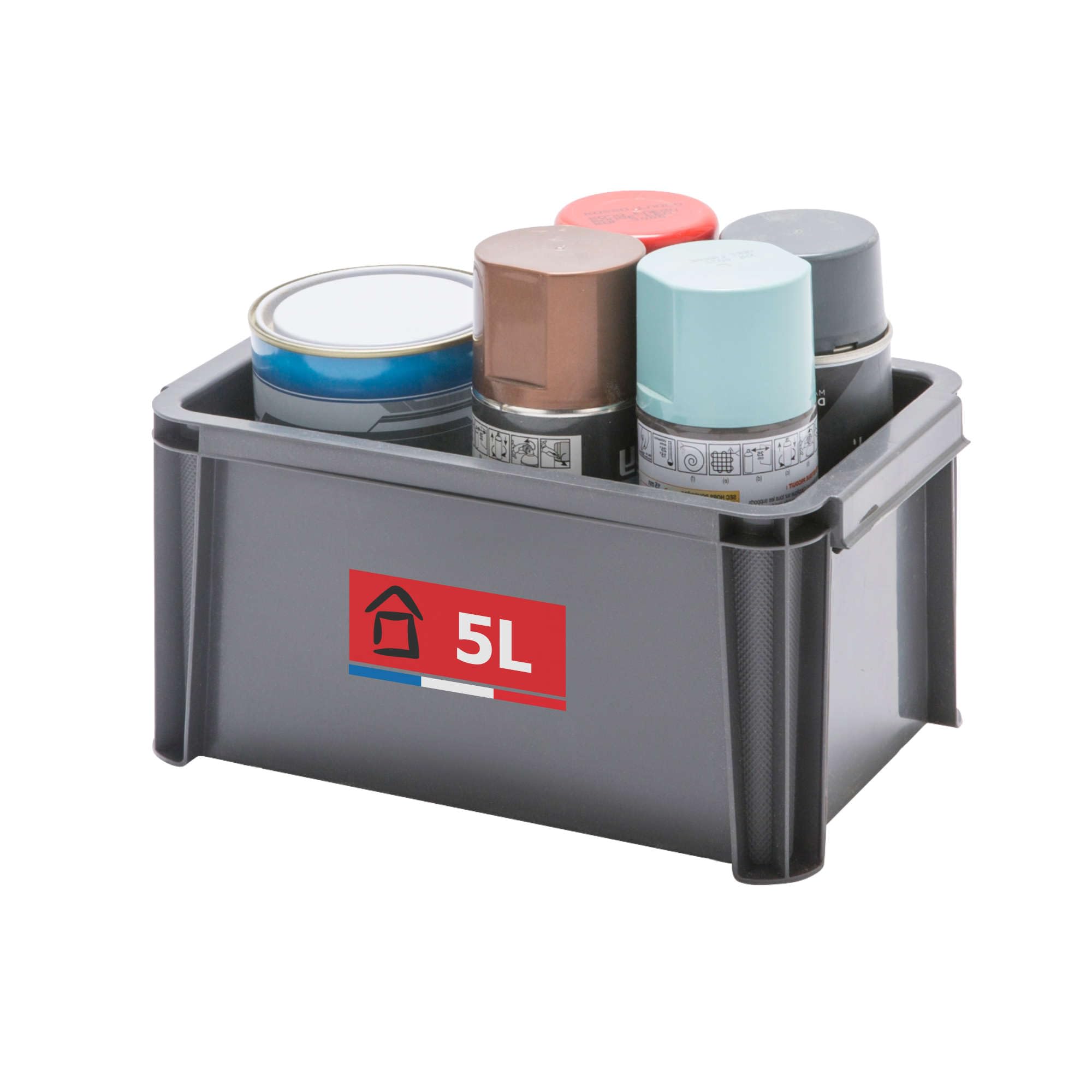 Sundis Master Box, scatola portaoggetti da 5L, in plastica riciclata, robusto e rinforzato, impilabili e combinabili, ideale per l'officina, il bricolage o il trasporto