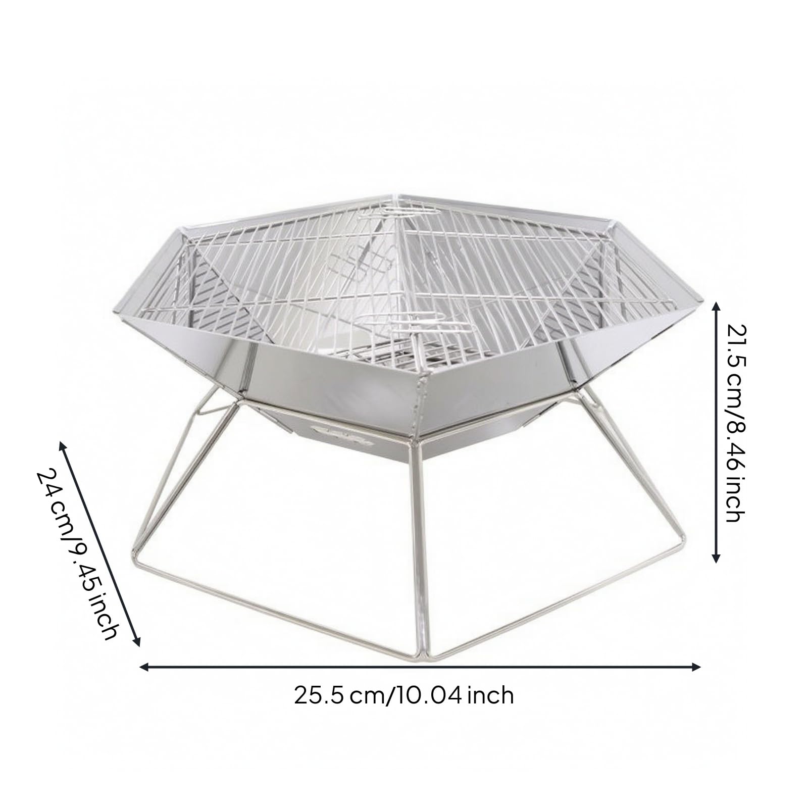 Barbecue Portatile con Borsa Leggera Griglia Pieghevole da Esterno Resistente Al Calore per Campeggiatori, Campeggio, Giardino, Esagonale Standard