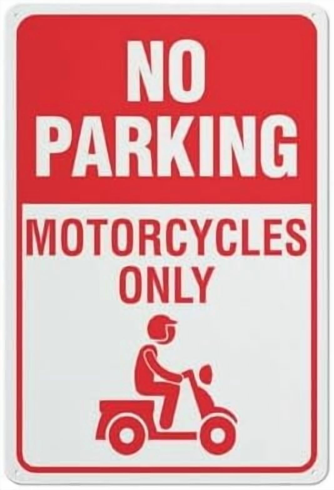 (2-Pack) Metal Tin Sign No Parking Motorcycles Only Sign 12X8 Signs Pre-Drilled Holes For Easy Mounting Indoor Or Outdoor Use For Fence Door Or Gate