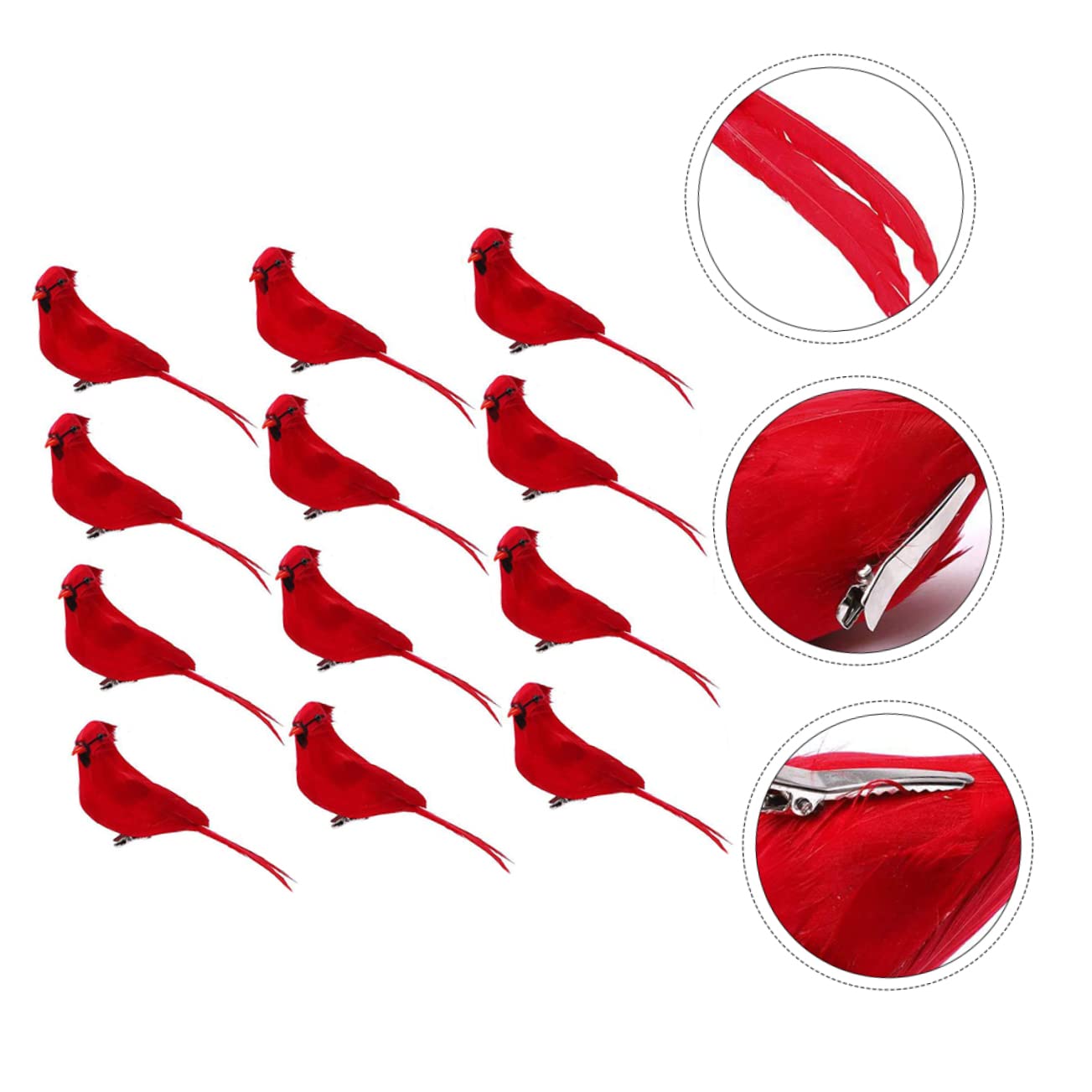 ABOOFAN 2 Sets Künstliche Vögel Für Dekorationen Weihnachtsvögel Mit Clip Kardinal Ornament Für Weihnachtsbaum 12 Stück * 2