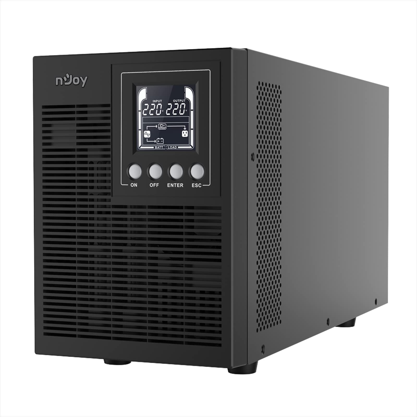 NJOY Echo Pro 2000 Gruppo di Continuità Server 2000VA 1600W | Doppia Conversione Online | Onda Sinusoidale Pura | 4 Schuko | USB RS232 EPO Slot SNMP | 4 batterie da 12V 9Ah | UPS Rack Datacenter