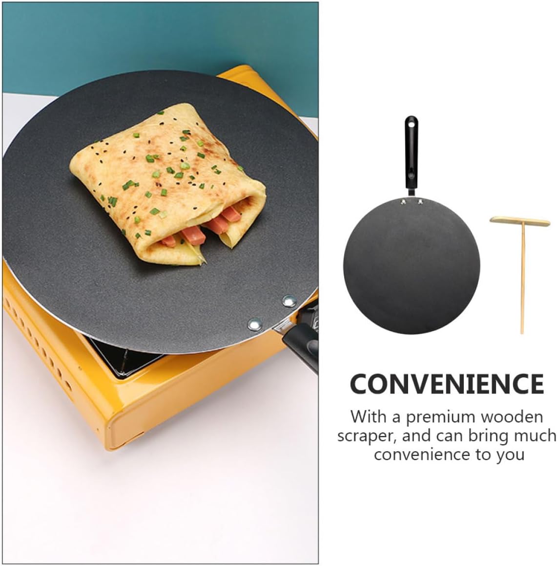 Sosoport 1Set Non Stick Flat Pancake Pan Ergonomic Kitchen Skillet with Skid Resistant Handle Easy to Clean Frying Pan for Gas and Electric Stoves for Making Crepes and Pancakes