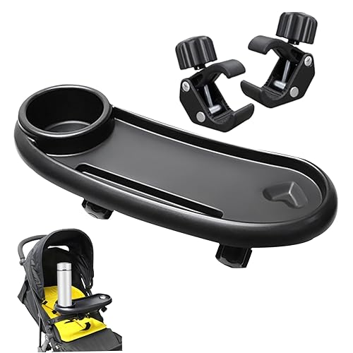 Miniatura 1 de 1 bandeja de aperitivos para cochecito de bebé con soporte para tazas y soporte para teléfono, bandeja universal para refrigerios, bandeja extraíble