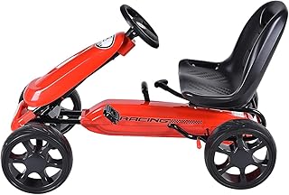GLACER Kids Go Kart, 4 Wheels Outdoor Racer Toy Car for Kids, Pedal Powered Ride On Car w/Adjustable Seat, EVA Rubber Tires, Ideal for Boys Girls (Red)