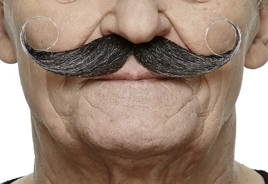 Mustaches Self-adhesive Maestro Fake Mustache, Novelty, Fake Facial Hair, Costume Accessory for Adults, Salt and Pepper Color