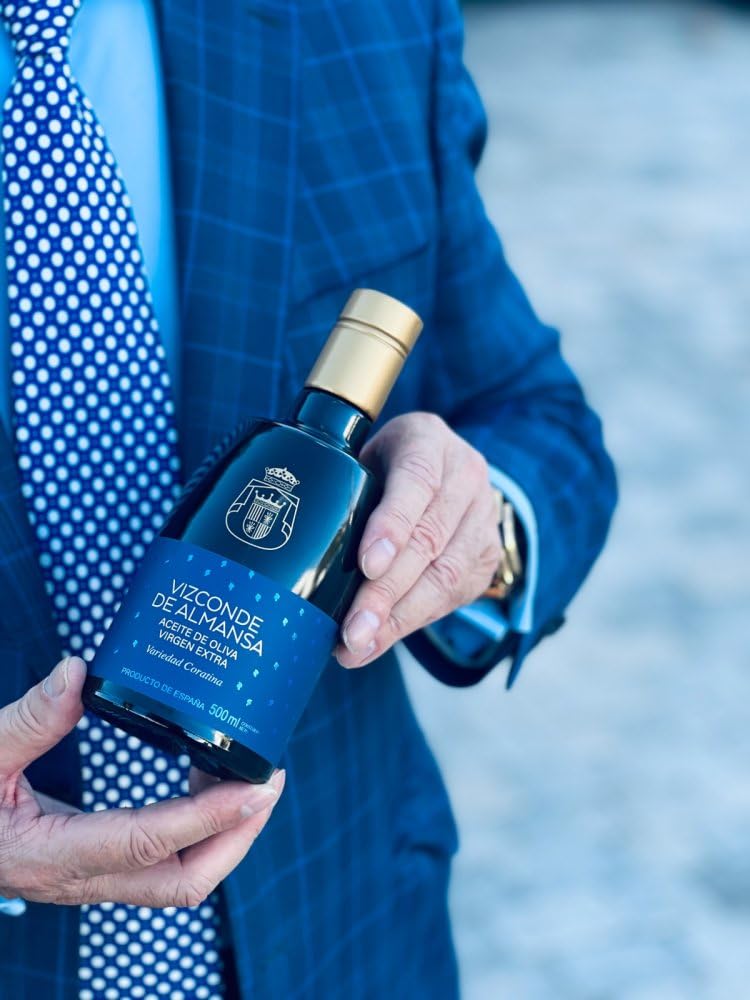VIZCONDE DE ALMANSA | Aceite de Oliva Virgen Extra Variedad Coratina - Con Estuche - Botella cristal 500 ml