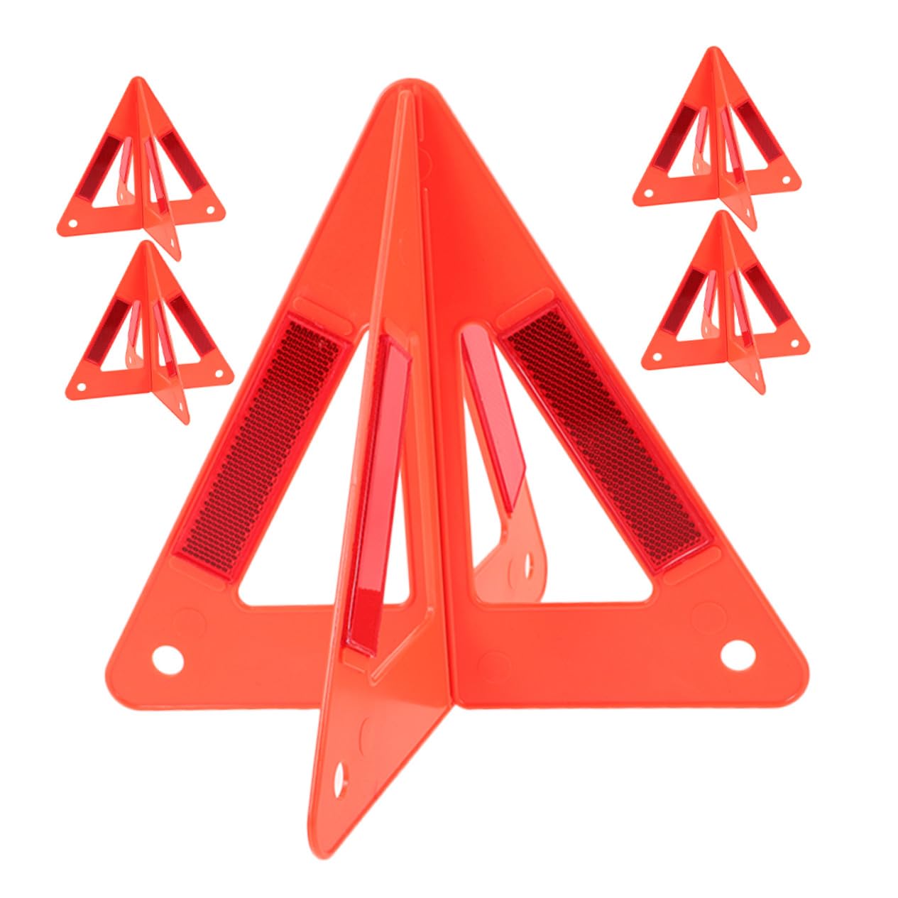 Triángulo de Advertencia para Coches Rojo de Plástico, 5 Piezas