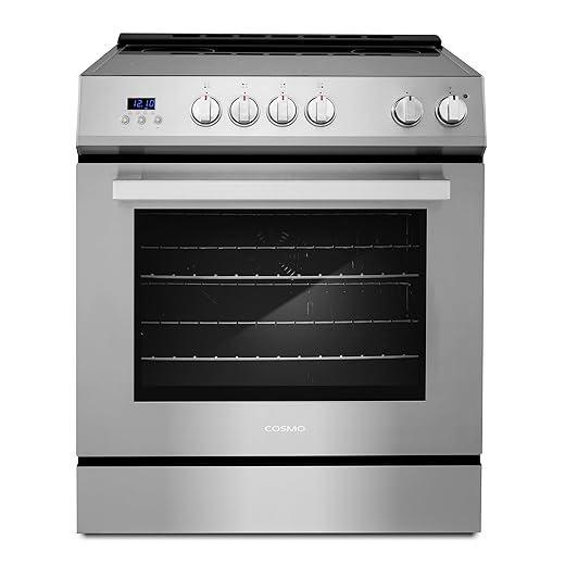 COSMO COS-ERD304K 30 in. Stellar Collection 5.0 cu. ft. Electric Range with 4 Burner Glass Cooktop and Convection Oven in Stainless Steel