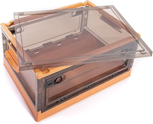 Miniatura 4 de Best Home Fashion Paquete de 3 contenedores de almacenamiento de apertura lateral, tapa apilable plegable, fácil de ordenar con caja de