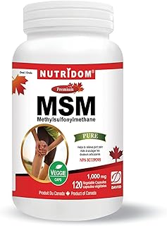 Nutridom MSM 1,000mg, Supports Joint Health, Methylsulfonylmethane Supplement, Non-GMO, Vegan, Gluten-Free, Dairy & Soy Free, (120 Veggie Capsules)