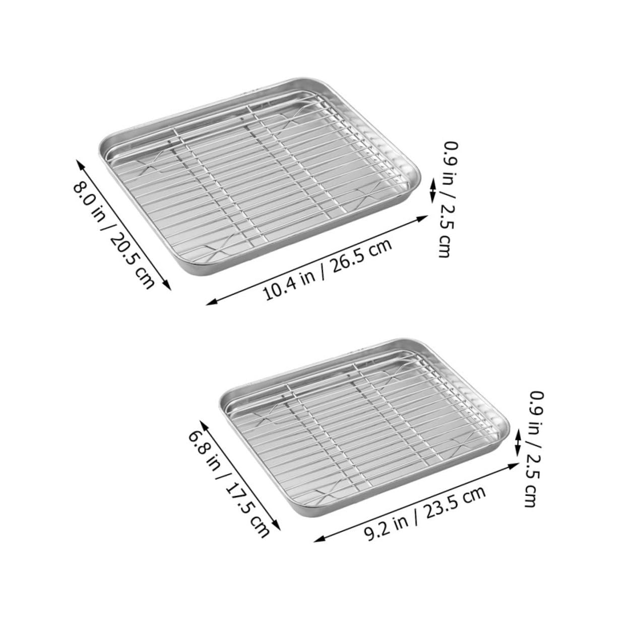 2 Sätze Stainless Steel Backblech Set mit Gitterrost Teiliges Backform Set für Vielseitiges Kochen für Gesunde Zubereitung Grillen