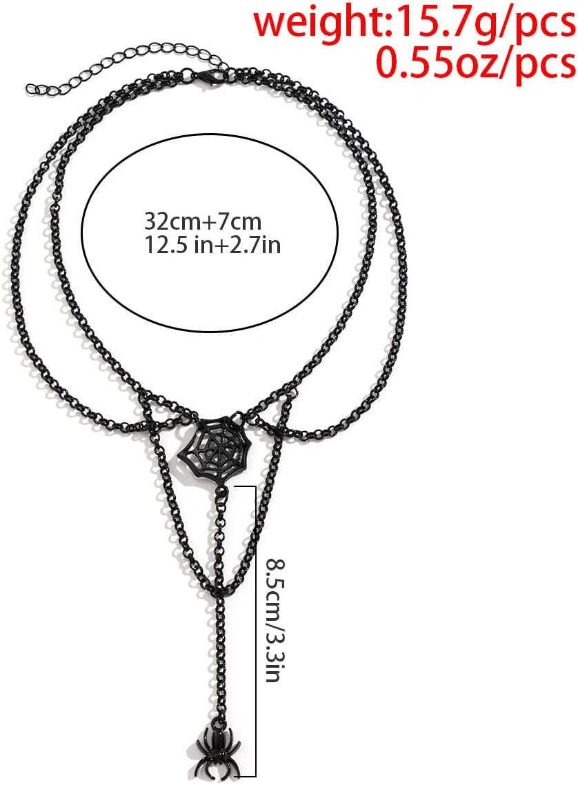 Kercisbeauty Spider Net Pendant Black Choker Necklace for Women Halloween Party Jewelry Punk Gothic Black Necklace (Style 1) - Image 3