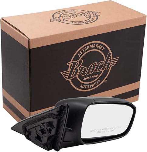 Brock - Espejo retrovisor eléctrico de repuesto para pasajeros con cubierta negra compatible con Accord Sedan 76200-SDA-A23ZA 03-07