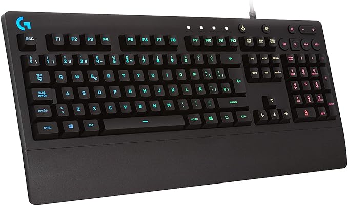 Logitech G G213 Prodigy Teclado Gaming, RGB LIGHTSYNC, Teclas retroiluminadas, Resistente a Salpicaduras, Teclas personalizables, Controles Multimedia Dedicados, Disposición QWERTY ES - Negro