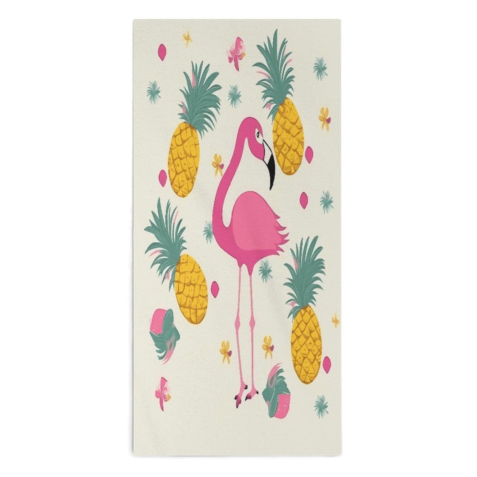 Fodpand Style Flamingo And Pineapple Microfiber Towels, Decorative Bath Towel Soft & Lightweight, Hand Towels Multipurpose Use For Bathroom, Pool, Gym, Spa, And Hotel Use