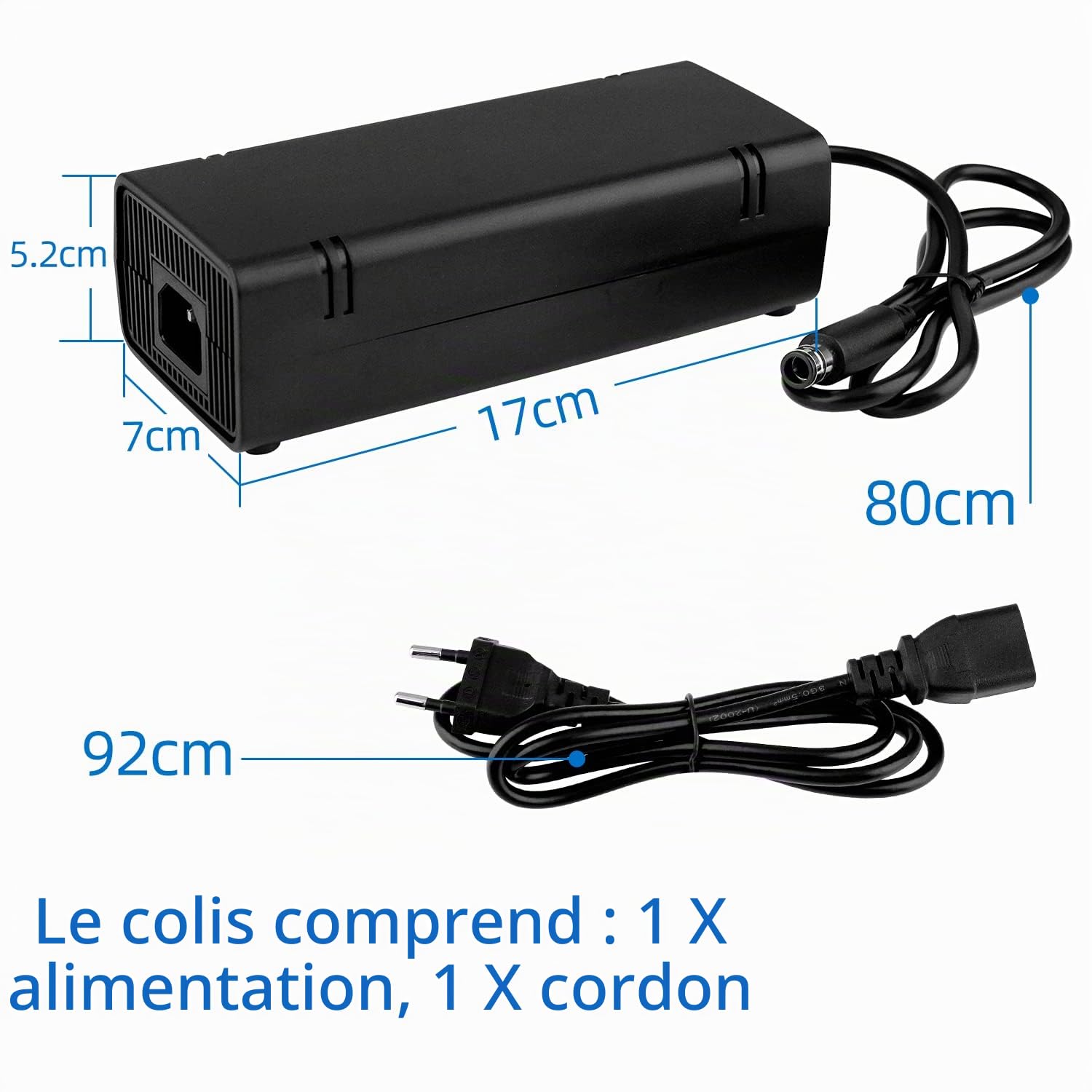 OSTENT EU AC Adaptateur Chargeur Câble d'alimentation Cordon Compatible pour Microsoft Xbox 360 E Console