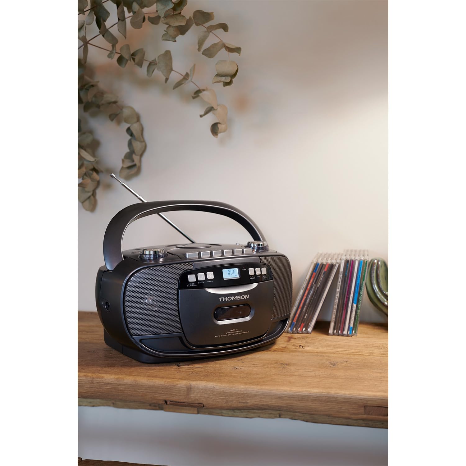 Lecteur Radio/K7/CD Portable Thomson RK200CD, Tuner analogique FM, Enregistreur, AUX Fun 3,5mm, 220V ou Piles, DIAMS LED