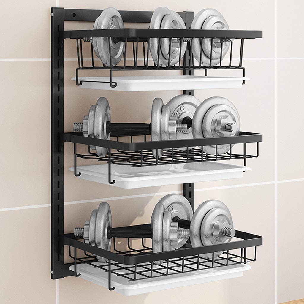 Escurridor de Platos de Cocina de Tres Niveles para Montaje en Pared, de Acero Inoxidable con Bandeja de Drenaje, Soporte/Gancho para Cuchillos y Palillos, sin Perfo,