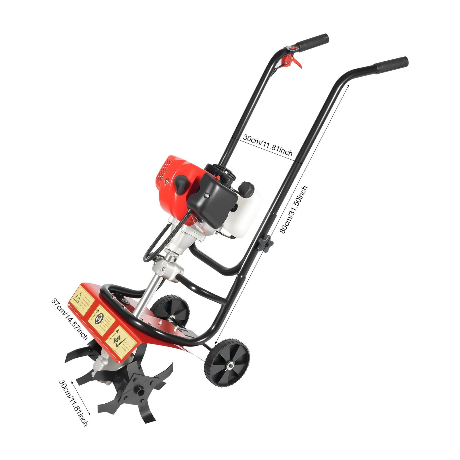 Cultivador de suelo de 2 tiempos de 52 cc a gas, cultivador de suelo, mini cultivador de jardín, cultivador giratorio manual a gas, herramienta de jardín con mango largo para cultivo de suelo