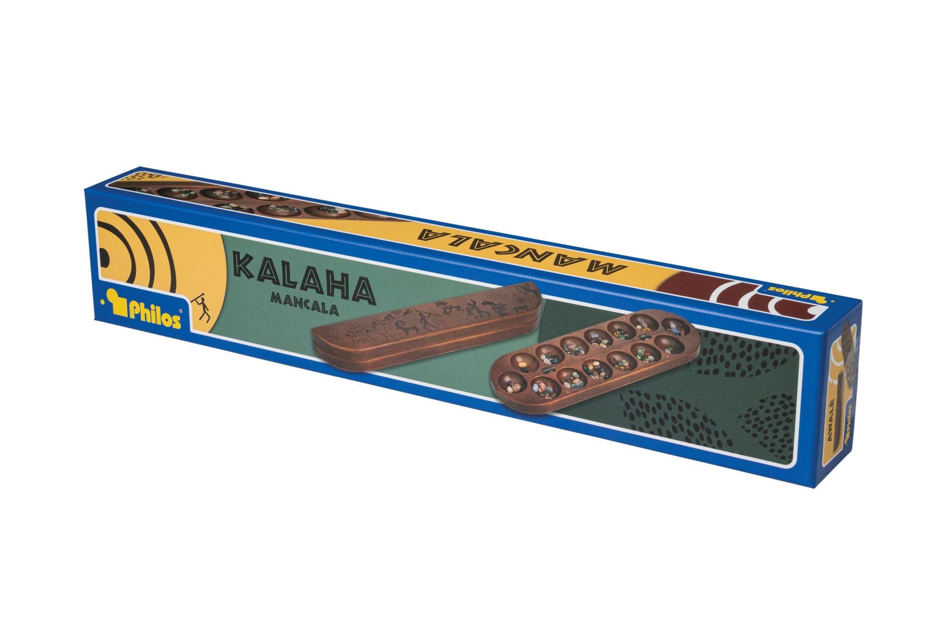 Philos Juego de mesa de madera plegable Kalaha juego familiar estratégico.