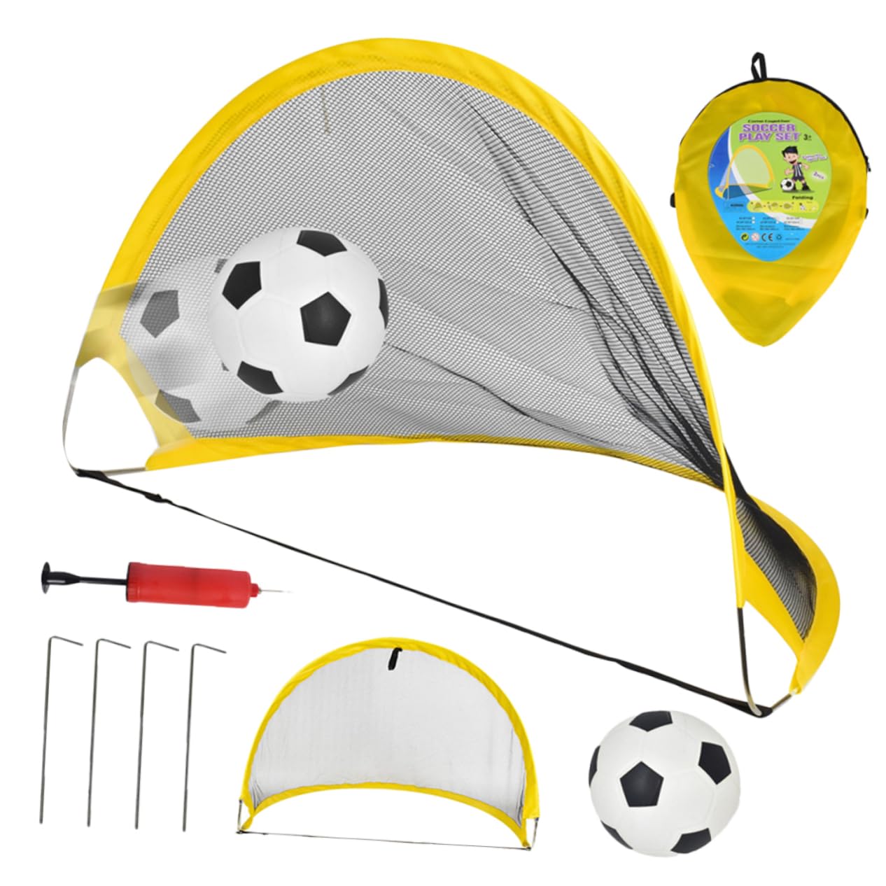 Toddmomy 1 Set Folding Football Goal Set with Replacement Net Portable Indoor Outdoor Sports Kit for Backyard Gym Beach Weather Resistant Lightweight Design