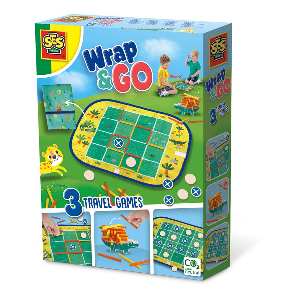 SES Creative Wrap&Go travel games - Ludo - Quartet - Speed blocks