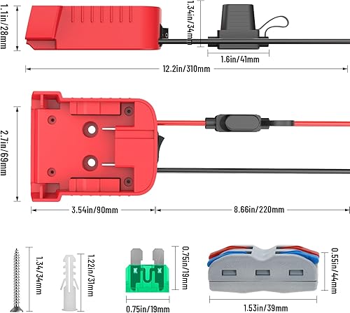 Miniatura 3 de Paquete de 1 adaptador de ruedas eléctricas para Milwaukee M18 Adaptador de batería Power Wheels Kit de convertidor de batería con fusible,