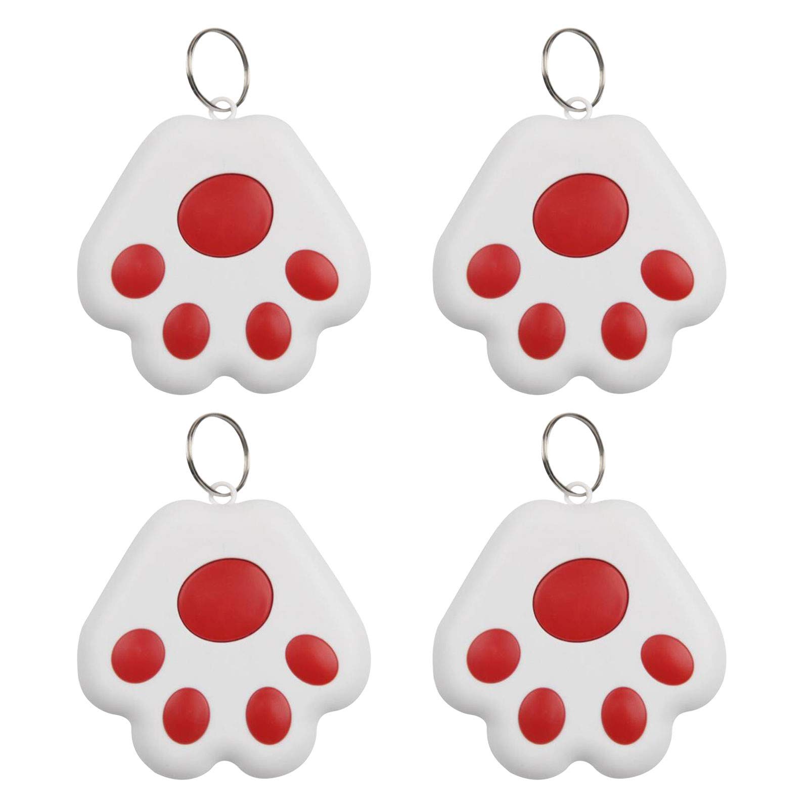 4 Pc Bluetooth GPS Trackers, Cute Dog Paw Portable GPS Tracker, Mini Wireless Anti-Lost Tracker Alarm Finder GPS Locator for Kids Cat Dog Pet Car Bicycle Keys, Self shutter, App Control (RED) โ image 1