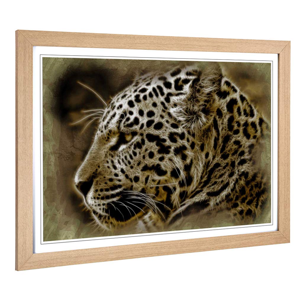 Big Box Art Framed Print of Jaguar 2 Design | Wall Art Picture | Home Decor for Kitchen, Living, Dining Room, Lounge, Bedroom, Hallway, Office, Oak, A2 / 24.5x18 Inch / 62x45cm