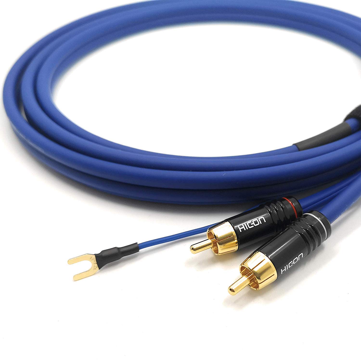 Cavo phonokabel 1,5 m 2 schermate OFC 2 x 0,35 mm, cavo di massa extra lungo, cavo audio estivo, spina RCA dorata, SC81-K3-0150 Blu