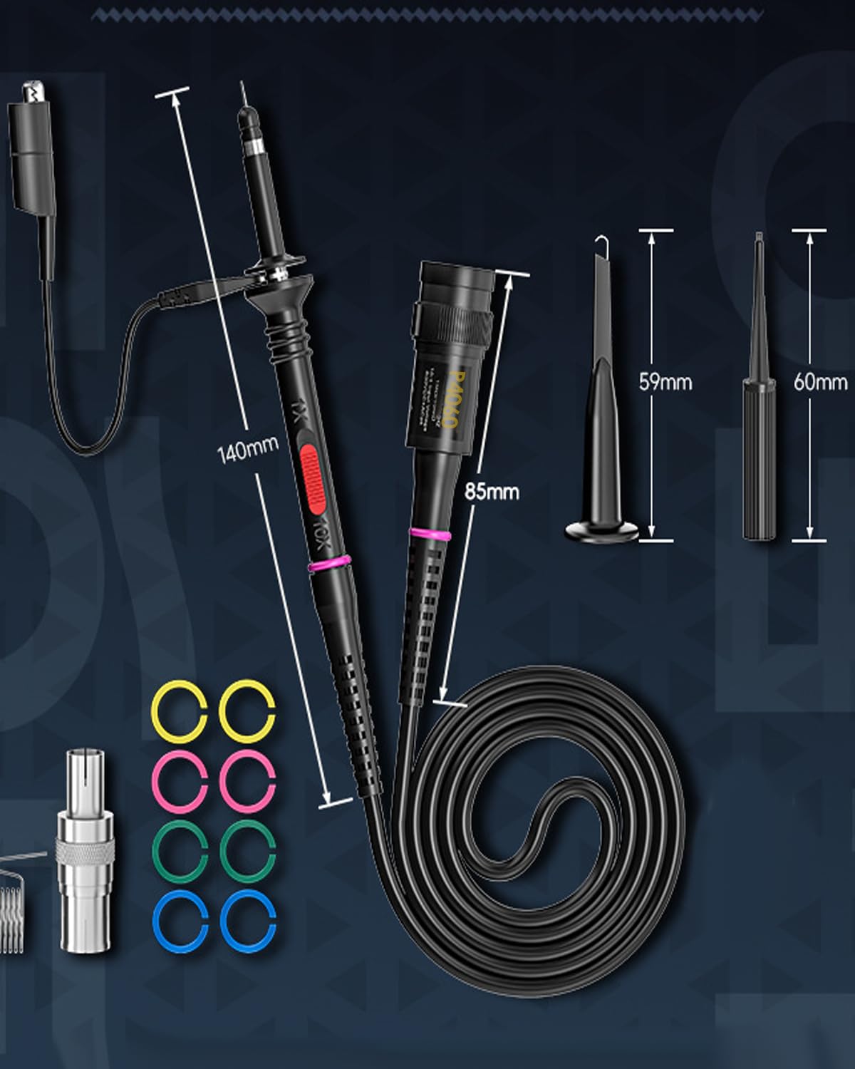 Walfront 1 STK. P4060 Tastkopf Hochspannung 1: 100, 2000 V 60 MHz Oszilloskop Tastkopf, 1, 2 m Kabel mit Standard BNC Ende, Schwarz