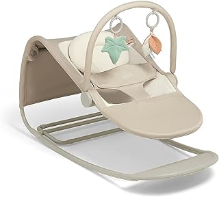 Mamas & Papas Tempo 3-in-1 Rocker/Bouncer, Lightweight, 3-Point Harness and Easily Removable Magnetic Toy Bar, Sand