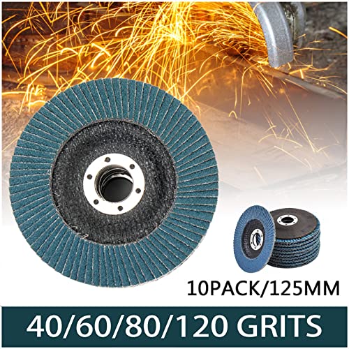 BIBAA 10Pcs Flap Discs 125mm Sanding Discs 5