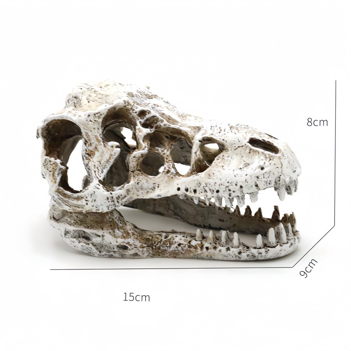 Dinosaurier-Schädel Aquarium Dekoration, Harz Fischbecken Deko, 15x9x8cm, Versteck für Fische, Reptilien Unterschlupf Höhle, Set 1 2 4 (Groß 4 STK.)