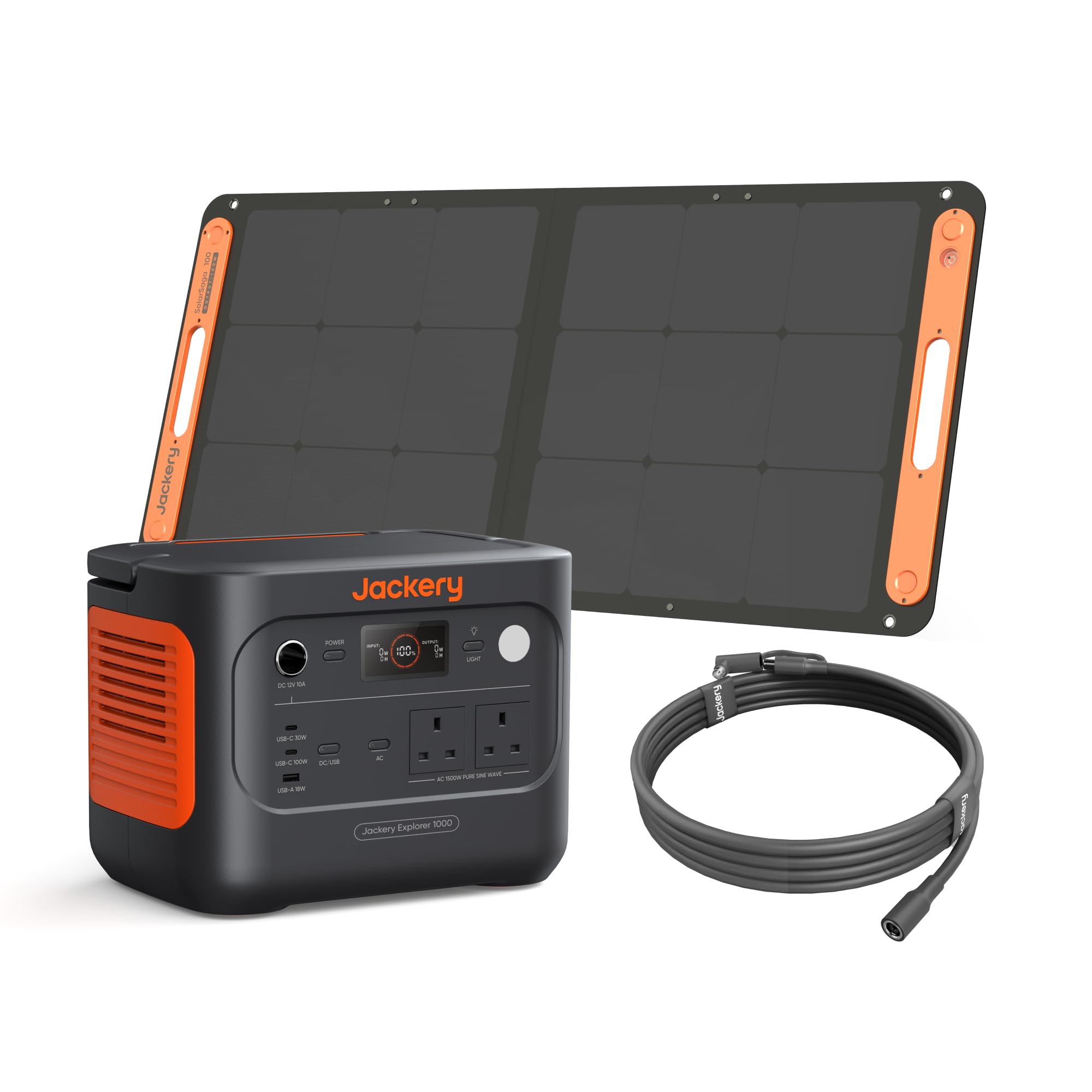 Jackery Explorer 1000 V2 Portable Power Station, 1070Wh Lifepo4 Battery, 1500W Ac / 100W Usb-C Output, Solar Generator With 100W Solar Panel & 5M Extension Cable