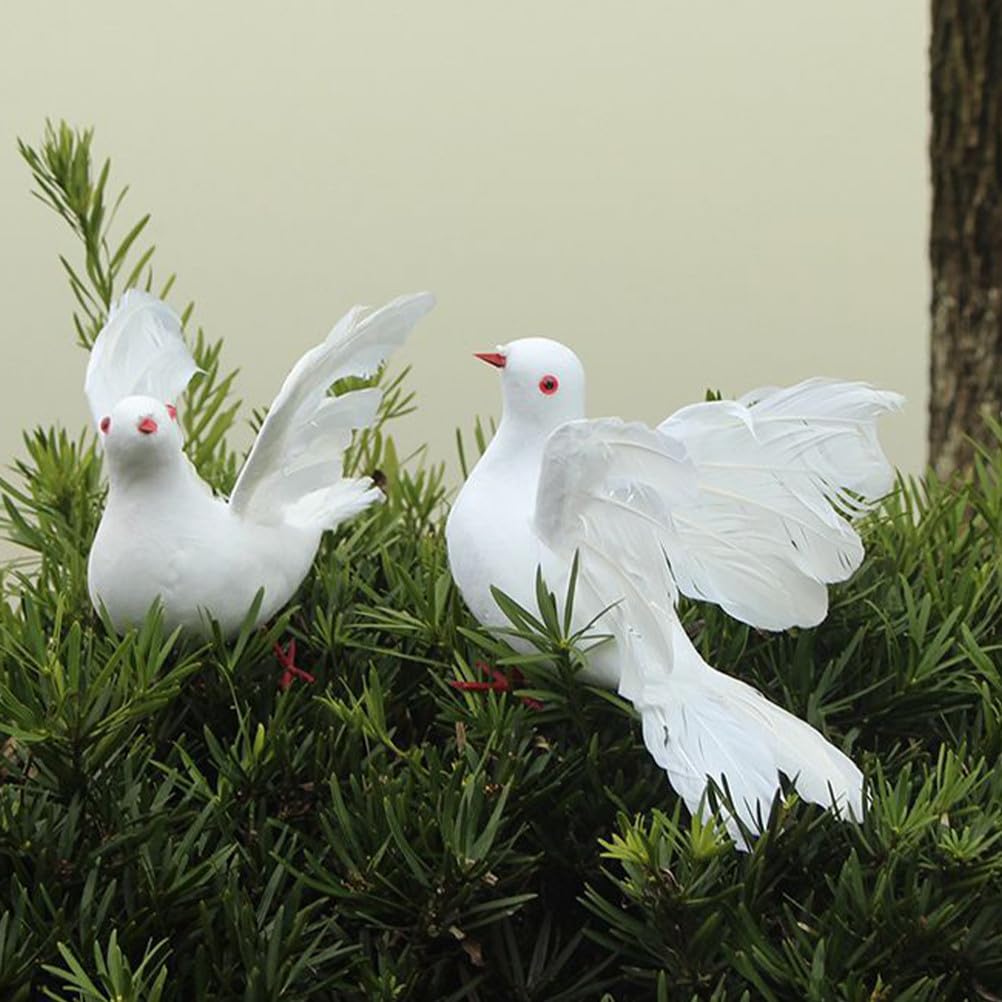 Cabilock 4 piccioni bianche per albero di piccioni artificiali, statue di uccelli da giardino per lavori fai da te, decorazioni per matrimoni fai da te, accessori per feste