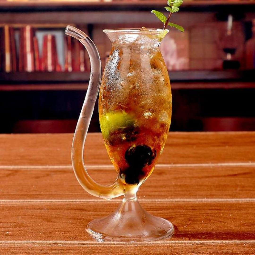 Melbify Vampire Cocktail Glass | Set of 6 | 200 ML | Glass Sipper with Straw | Cocktail Glasses with Straw | Cocktail Drinking Glass with Build Straw | Big | Giant Size 4