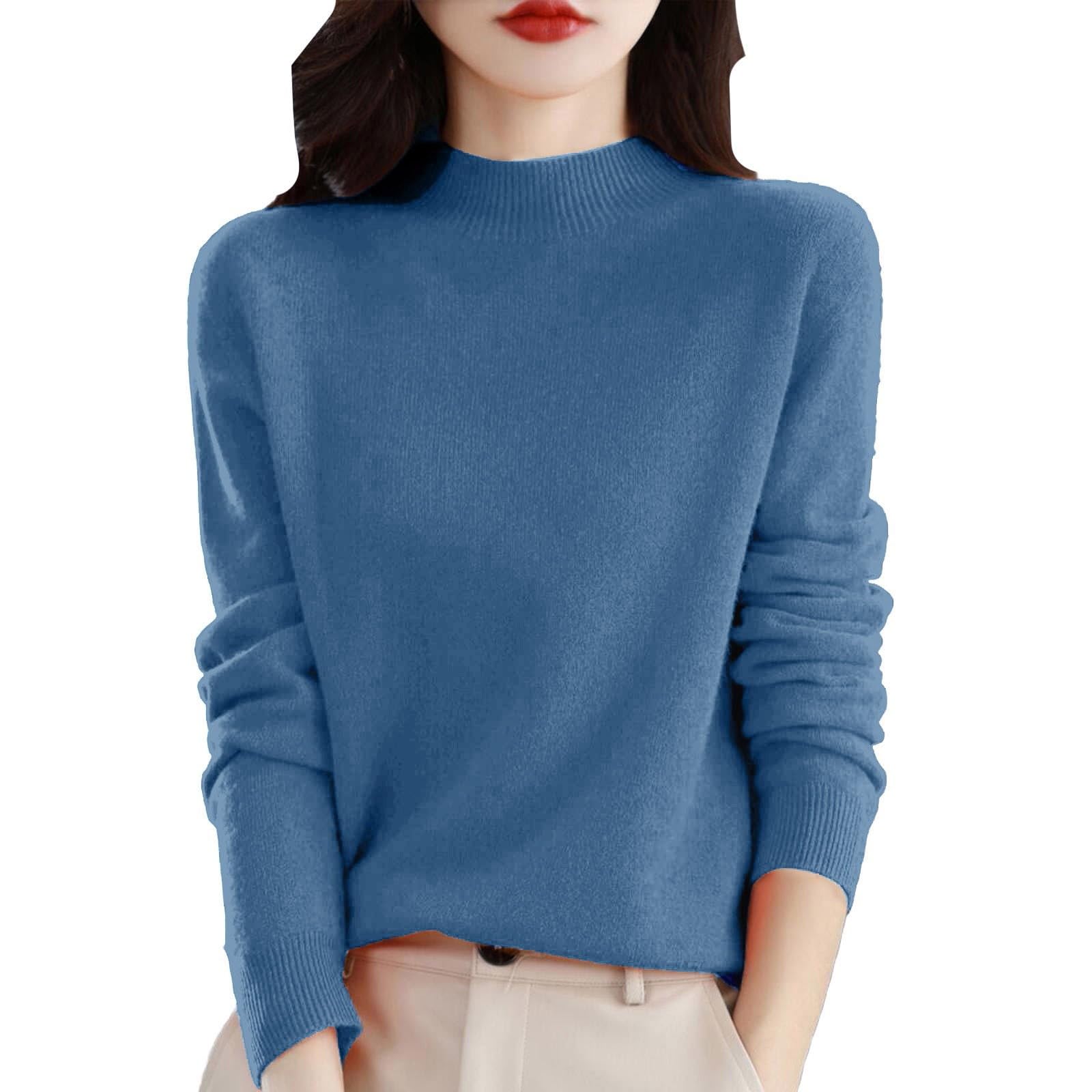 Cashmere Sweaters for Women Trendy Merino Wool Turtleneck Sweater Mock Neck Pullover Sweaters Fall Long Sleeve Tops