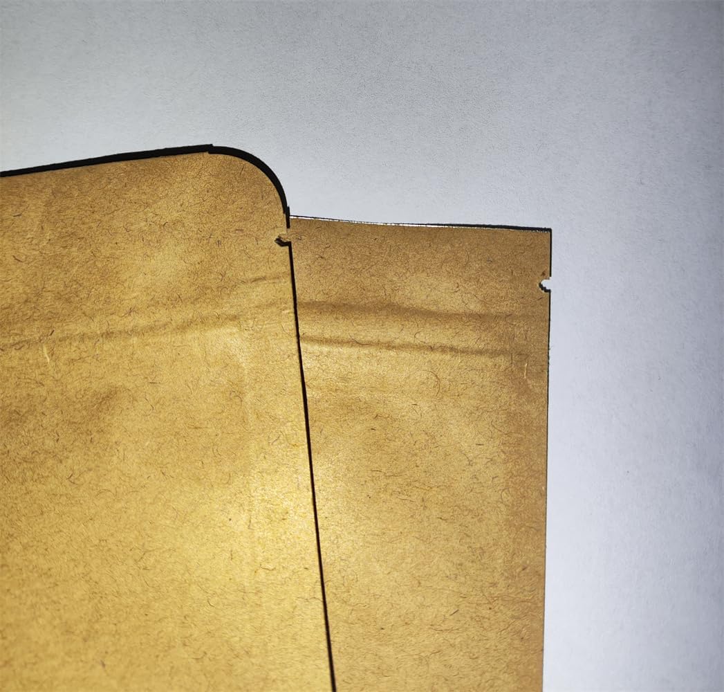 クラフト紙袋 フラットバッグ アルミホイル Sサイズ ヒールシールバッグ 再密封可能 食品保存袋 小売サンプルポーチ ティアノッチ付