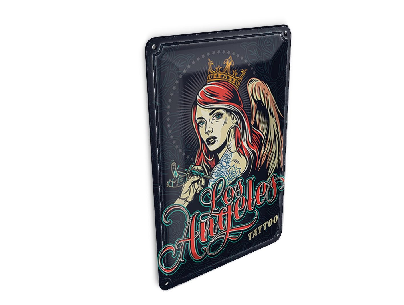 Femer Girls Multicoloured Tin Postcard Pinup 10 X 14 Cm Tattoo Los Angeles Metal Decorative Sign