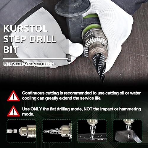 Miniatura 5 de Brocas escalonadas M35-2 piezas de 14 a 34 pulgadas, cuatro espirales de cobalto, vástago de cambio rápido de 14 pulgadas, vástago hexagonal, brocas