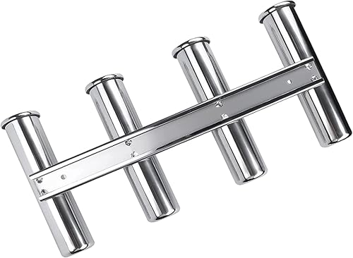 Miniatura 3 de Manifish - Soporte para caña de pescar de 3 cañas para barco, soporte de 3 cañas de acero inoxidable montado en la pared, soportes laterales para