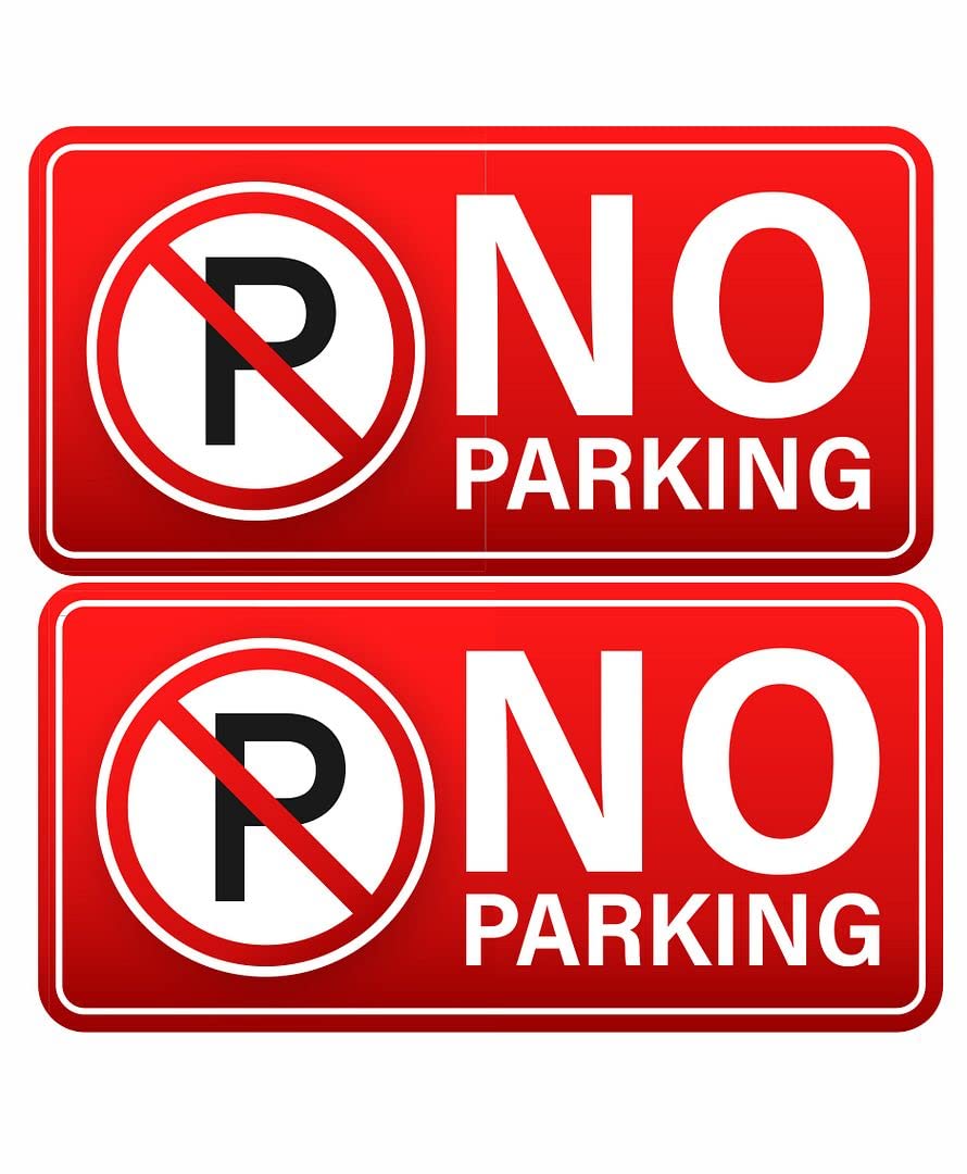 CVANU No Parking Safety Sign Sticker Self Adhesive PVC Vinyl (Pack of 2)