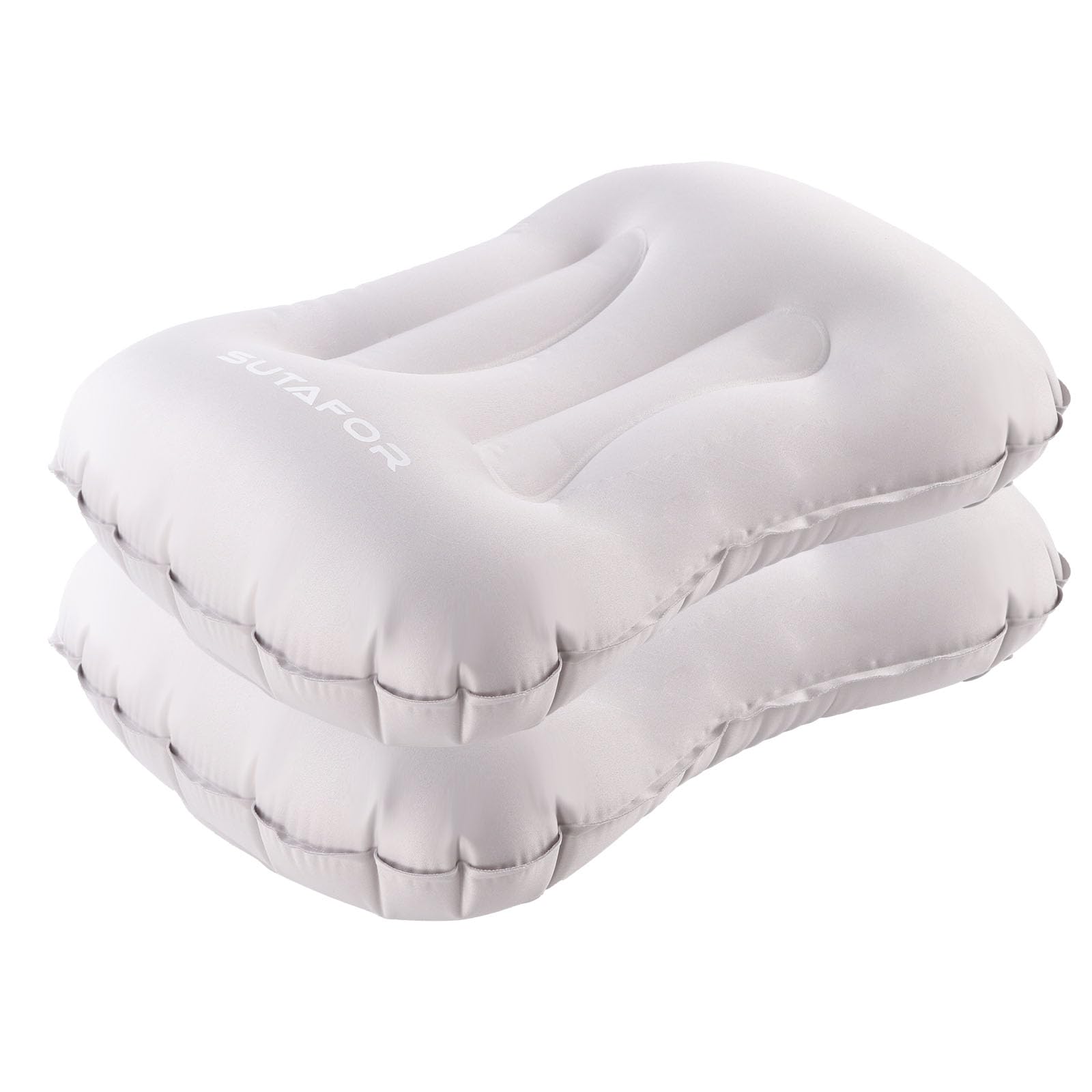SUTAFOR Aufblasbares Kissen 2 Stück Ultraleicht Campingkissen 73g Reisekissen Inflatable Weiche Strandkissen Luftkissen für Outdoor, Wandern 41x28 cm, Grau