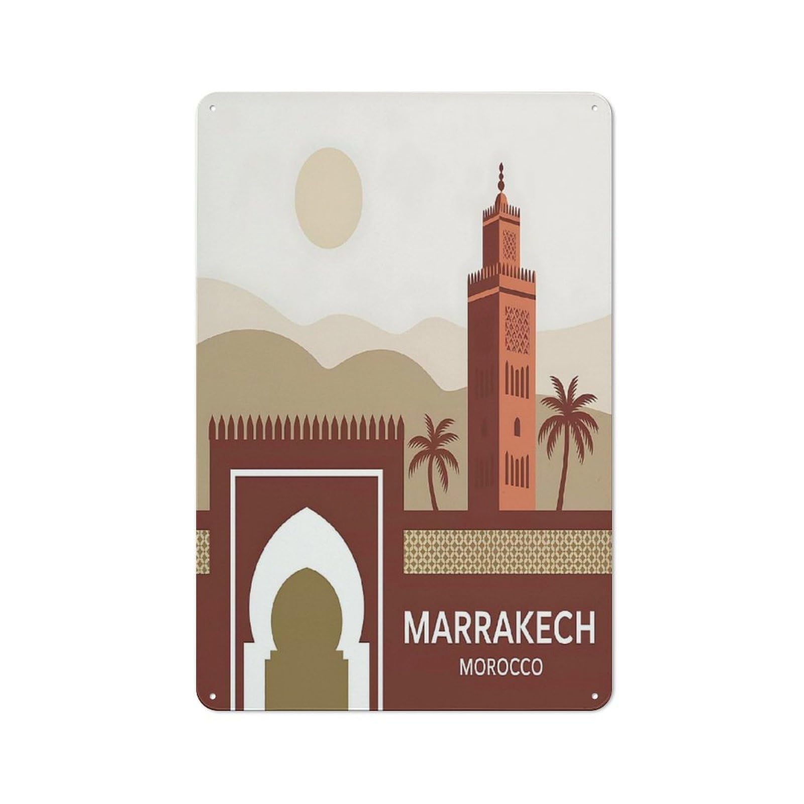Junmoney Style-16 Garage Style Marrakech, Morocco Travel Retro Metal Sign 30X20cm, Workshop Wall Decor For Workshop, Basement, Shed Or Games Room