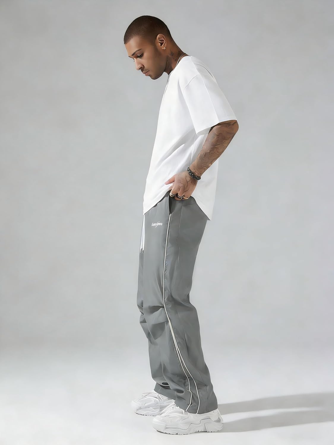 QJQ Men's Y2K Baggy Sweatpants Parachute Pants Wide Leg Vintage Track Pants Casual Streetwear - Image 3