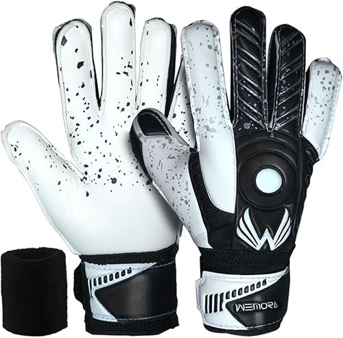 WEMORA Guantes de portero de fútbol Fingersave para niños, jóvenes y adultos con palma de látex de 0.295 in, espinas flexibles para los dedos,