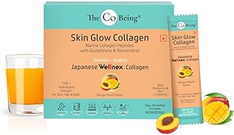 Skin Glow Collagen Powder | Collagen Supplement for Skin and Hair | Formulated with Resveratrol, Glutathione | 10g x 30 Sachets | Mango Peach Flavour