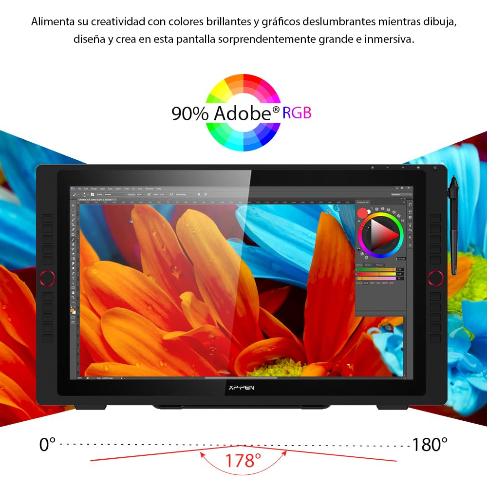 XP-PEN Artist 24 Pro - Tablet Graphqiue con Pantalla 2K QHD de 23,8 Pulgadas, lápiz Capacitivo pasivo 8192 Niveles Conexión USB-C - Compatible con Windows/Mac/Android | Tableta Dibujo Digital Profesional para Dibujar